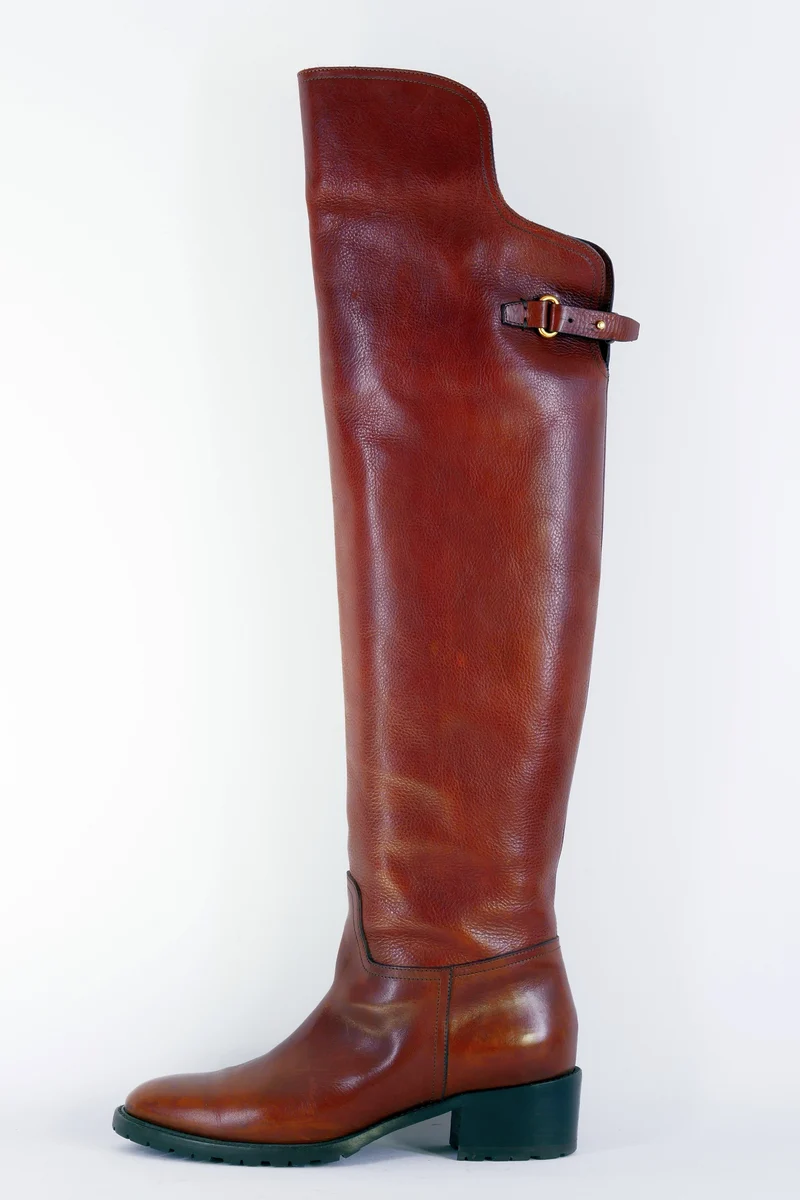 Hohe Stiefel Leder mittelbraun