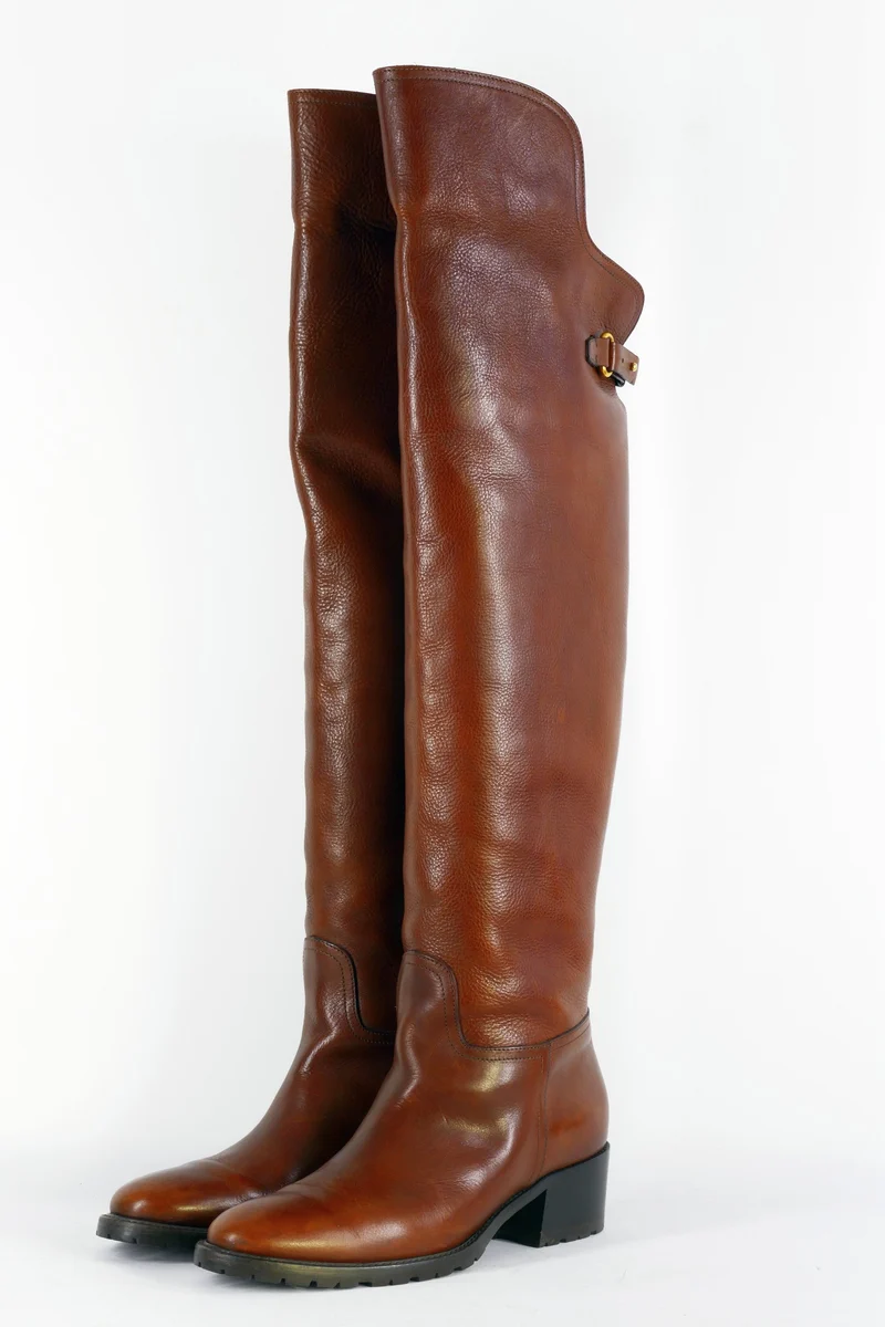 Hohe Stiefel Leder mittelbraun