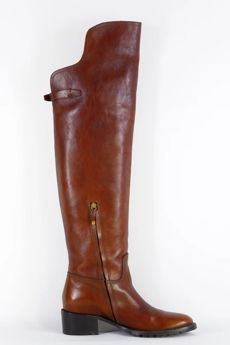 Hohe Stiefel Leder mittelbraun
