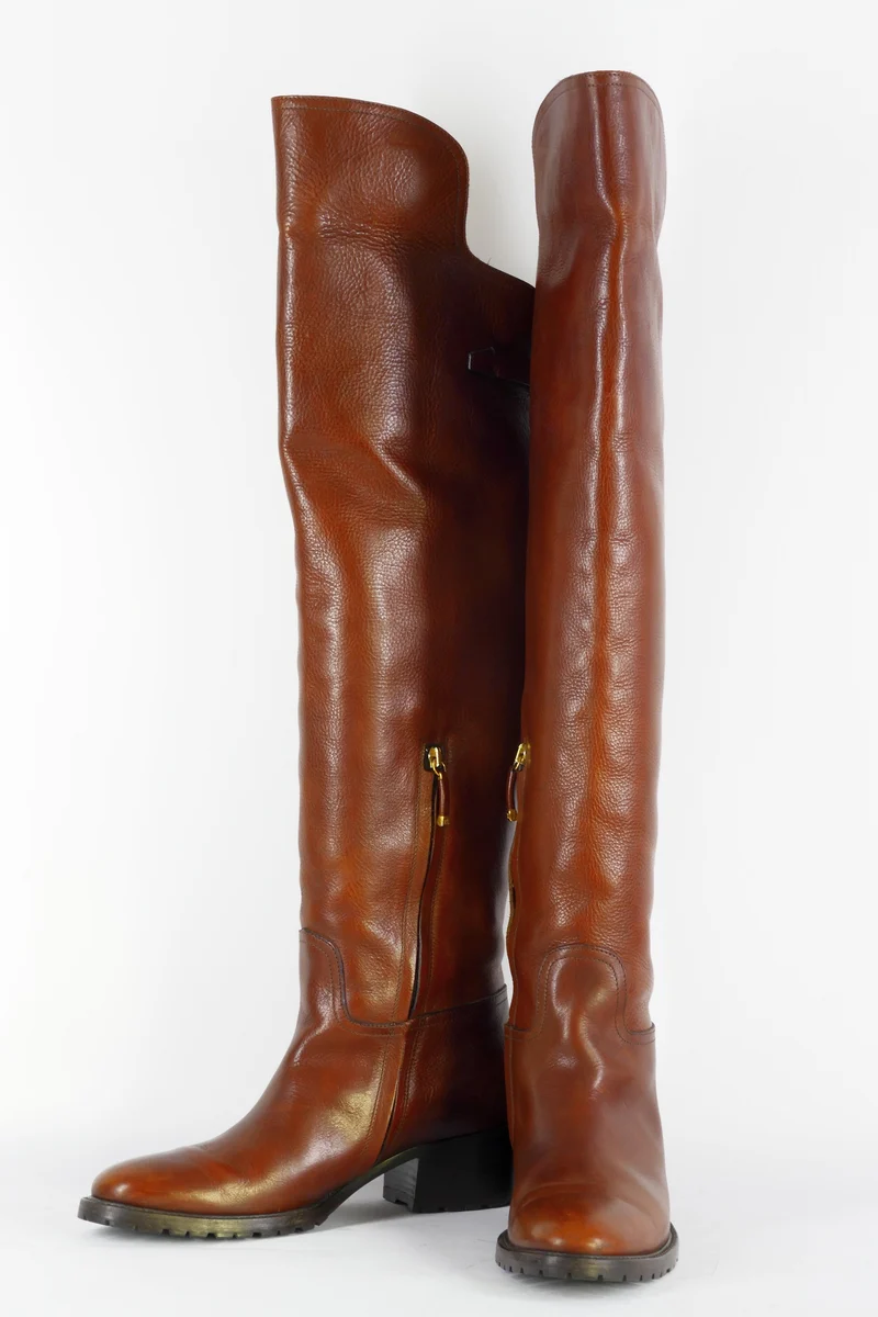 Hohe Stiefel Leder mittelbraun