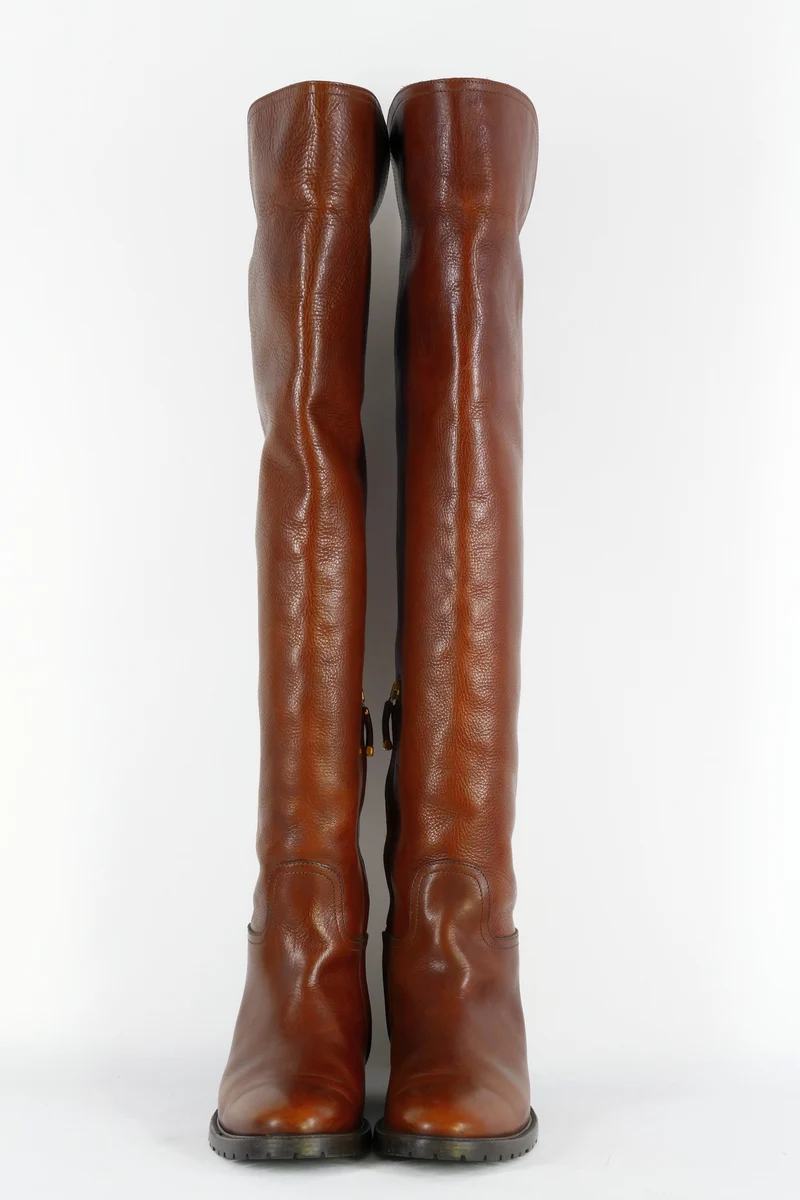 Hohe Stiefel Leder mittelbraun