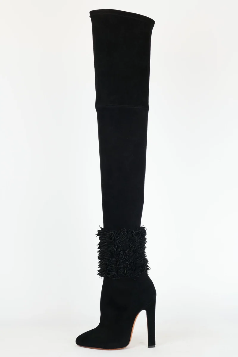 Overknees Wildleder schwarz