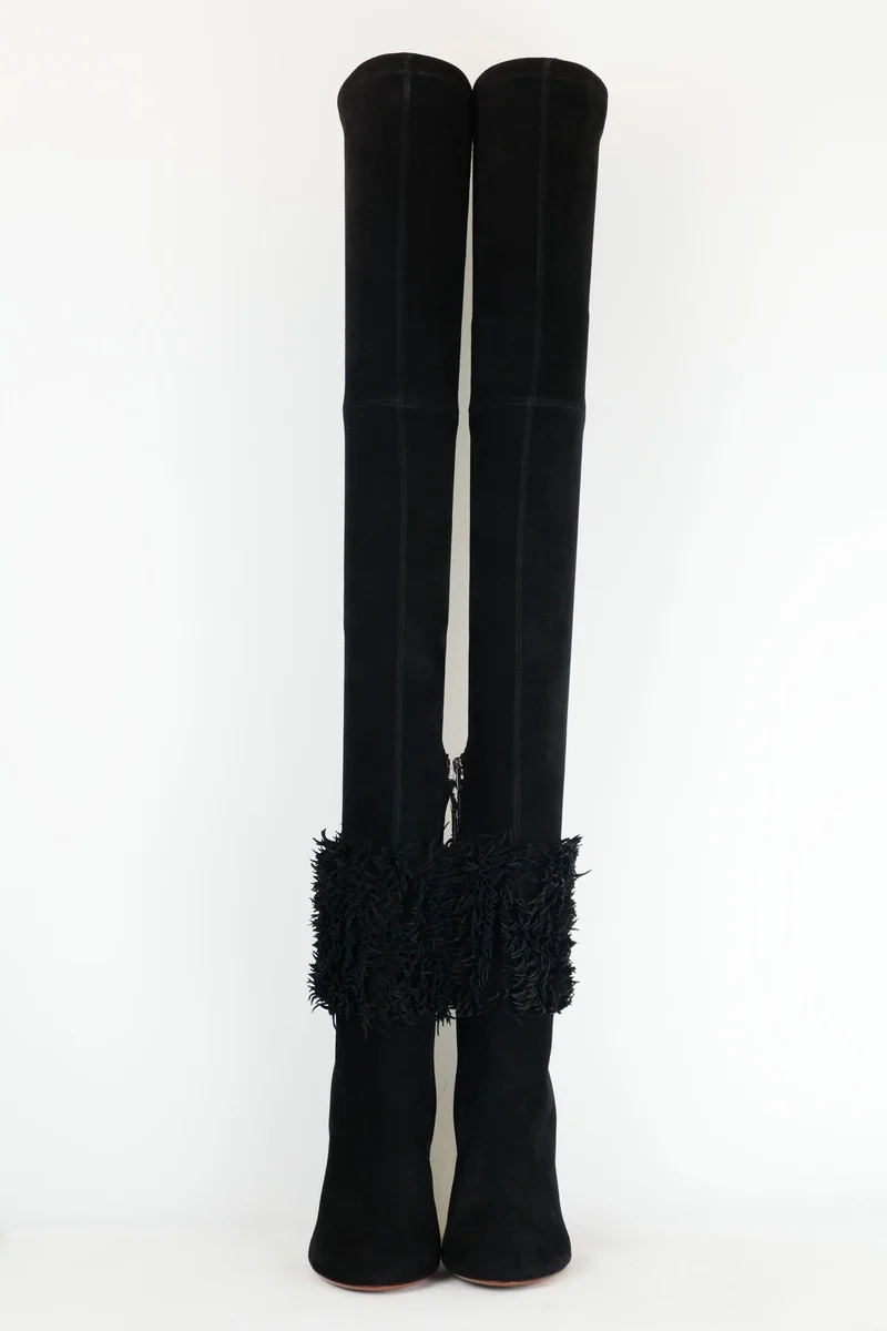Overknees Wildleder schwarz