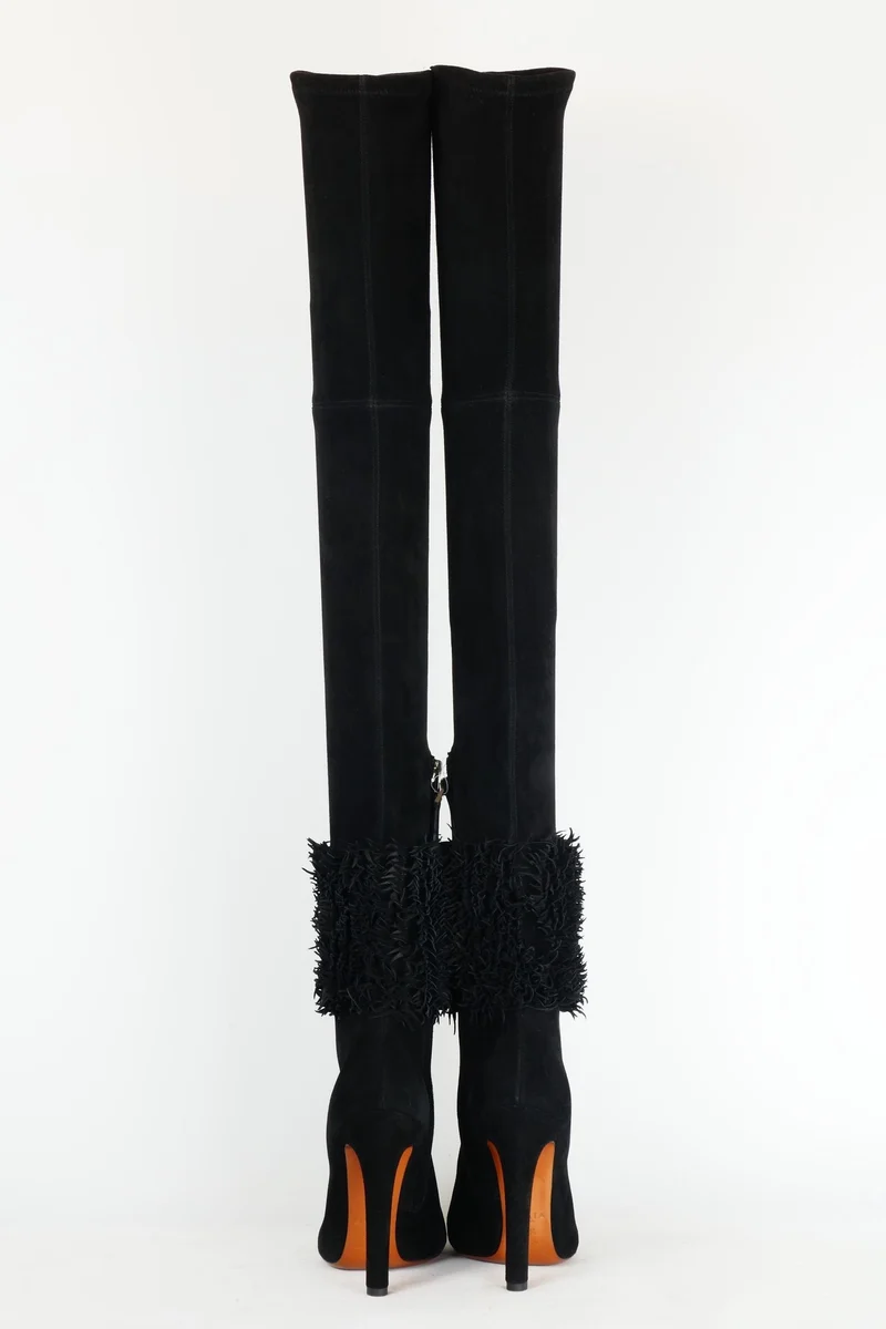 Overknees Wildleder schwarz
