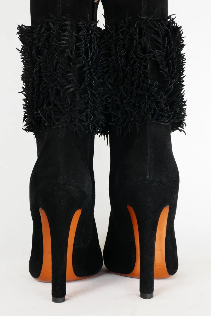 Overknees Wildleder schwarz