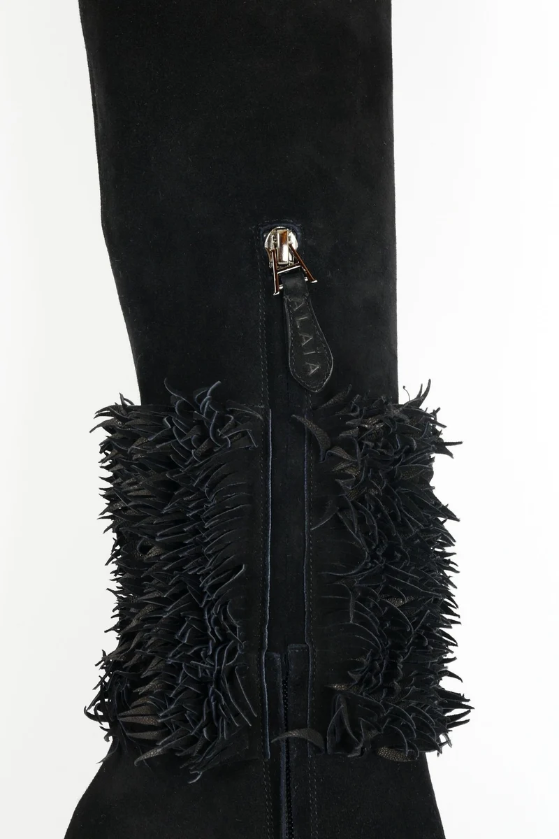Overknees Wildleder schwarz