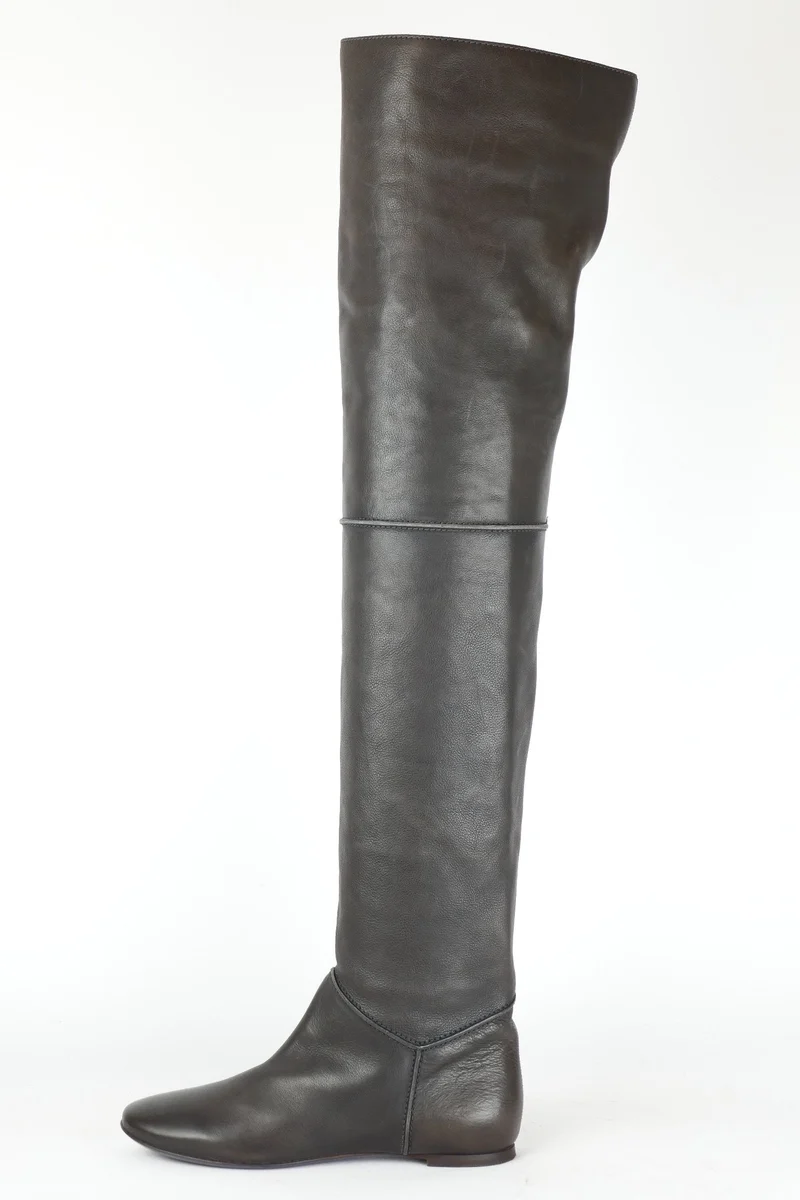 Overknees Leder grau