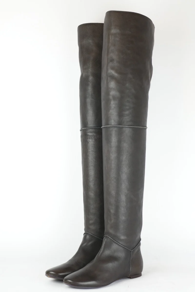 Overknees Leder grau