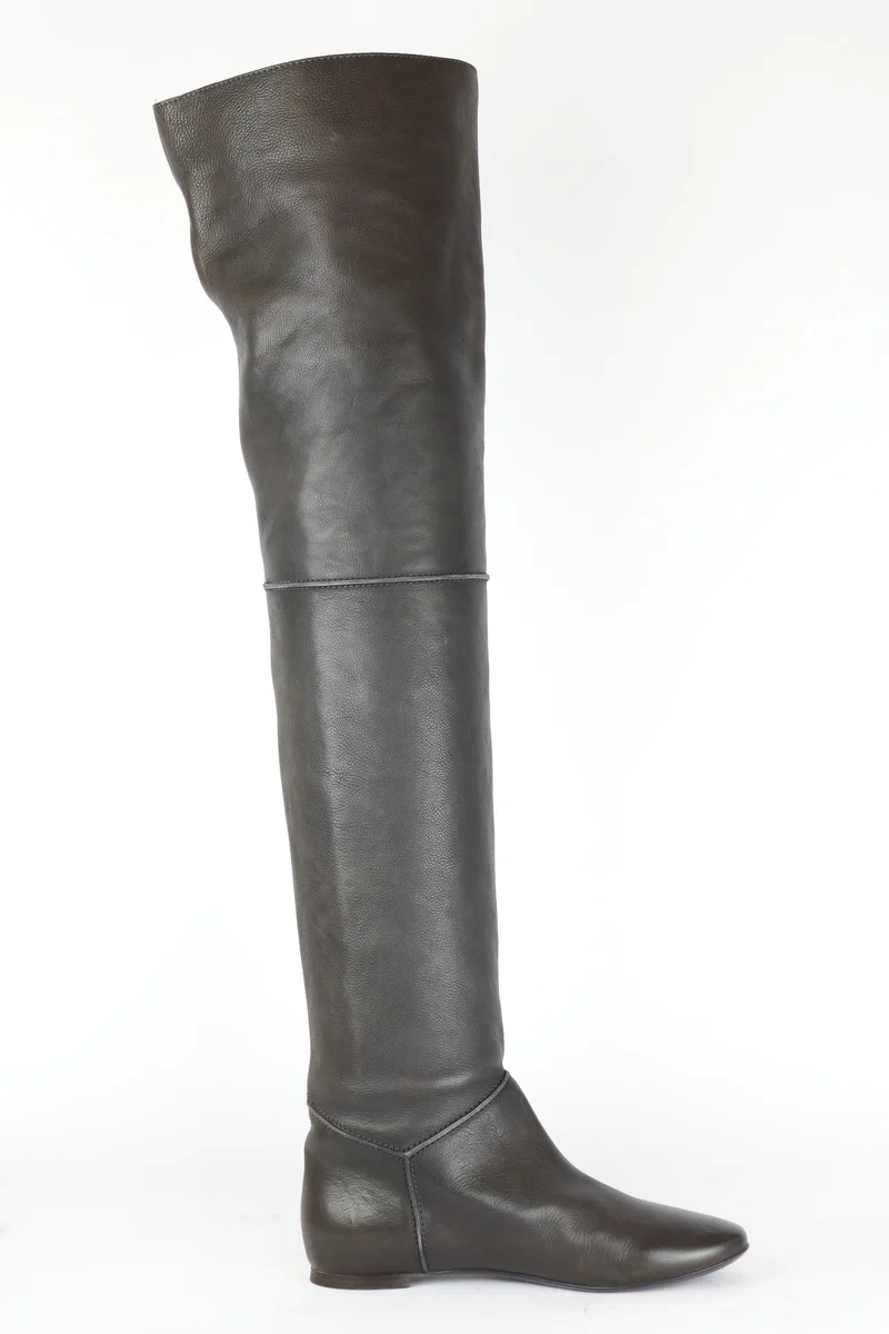 Overknees Leder grau