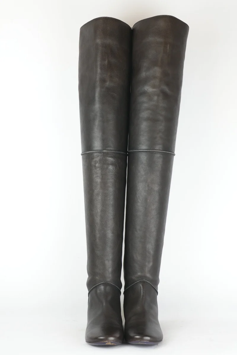 Overknees Leder grau