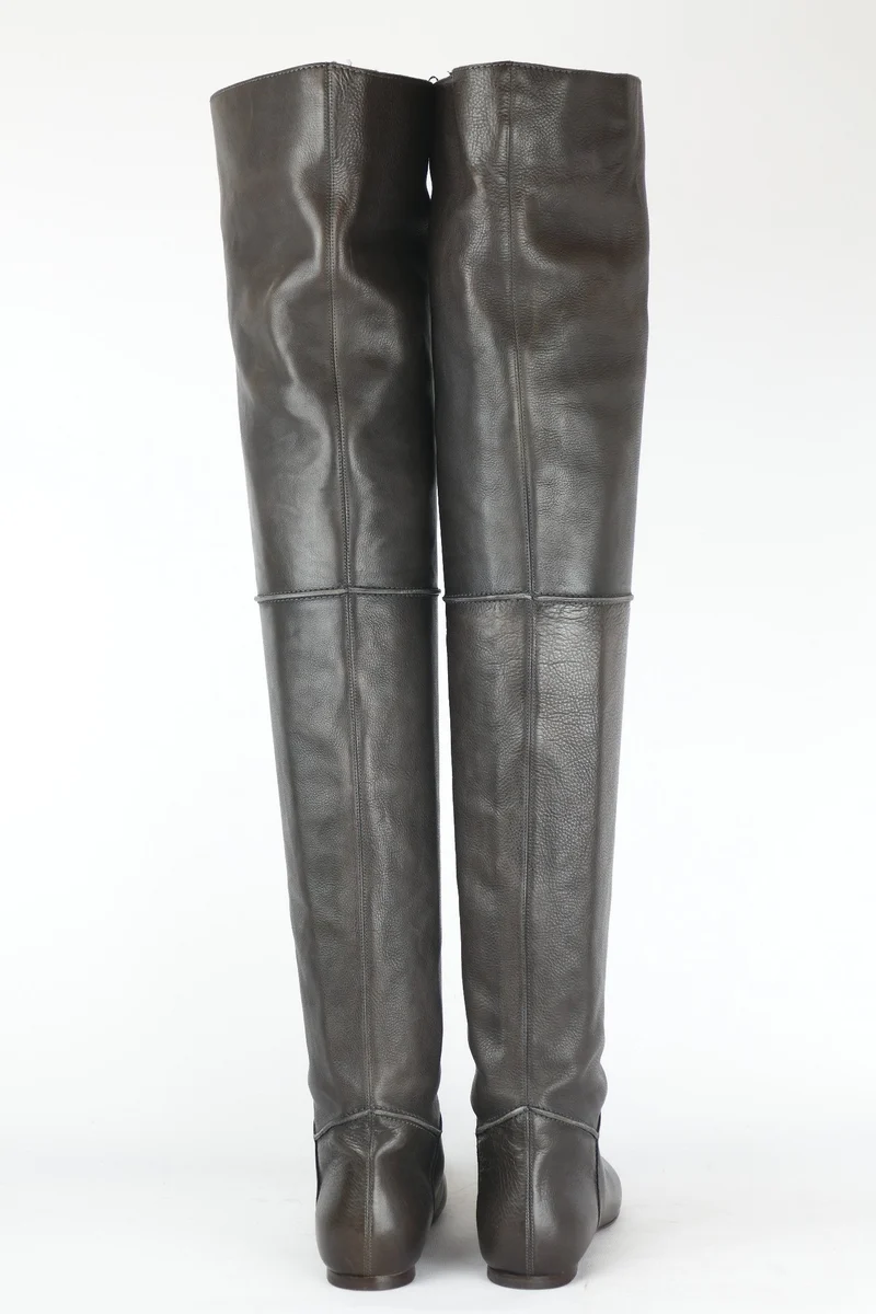 Overknees Leder grau