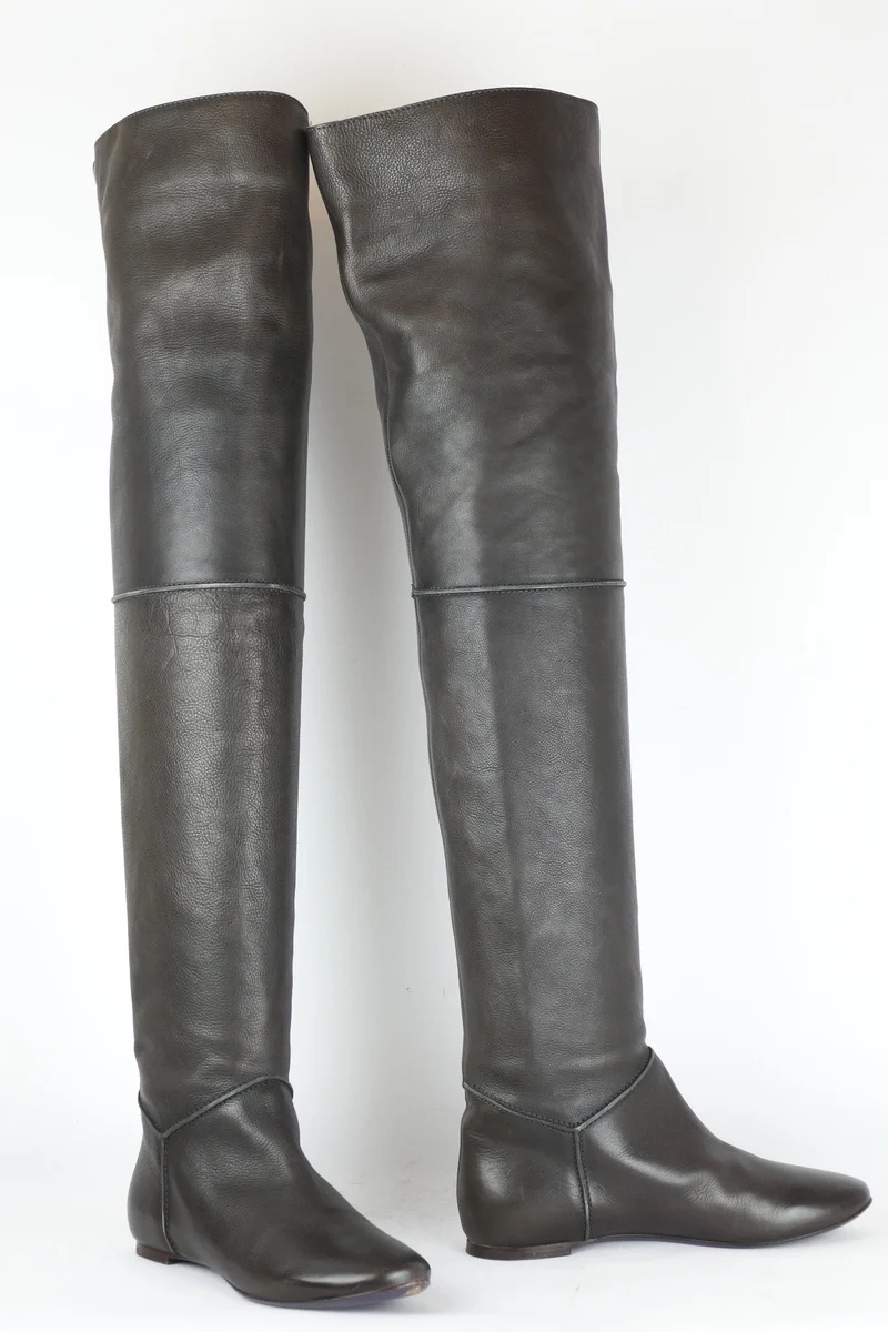 Overknees Leder grau