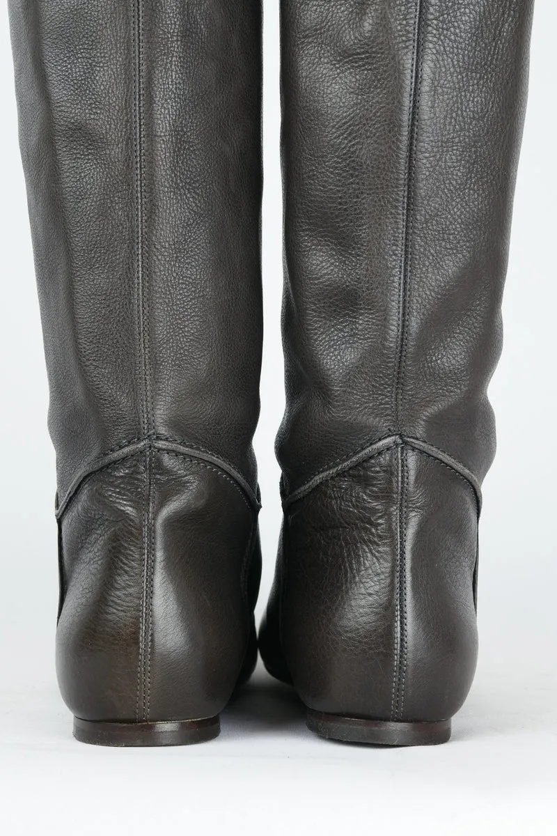 Overknees Leder grau
