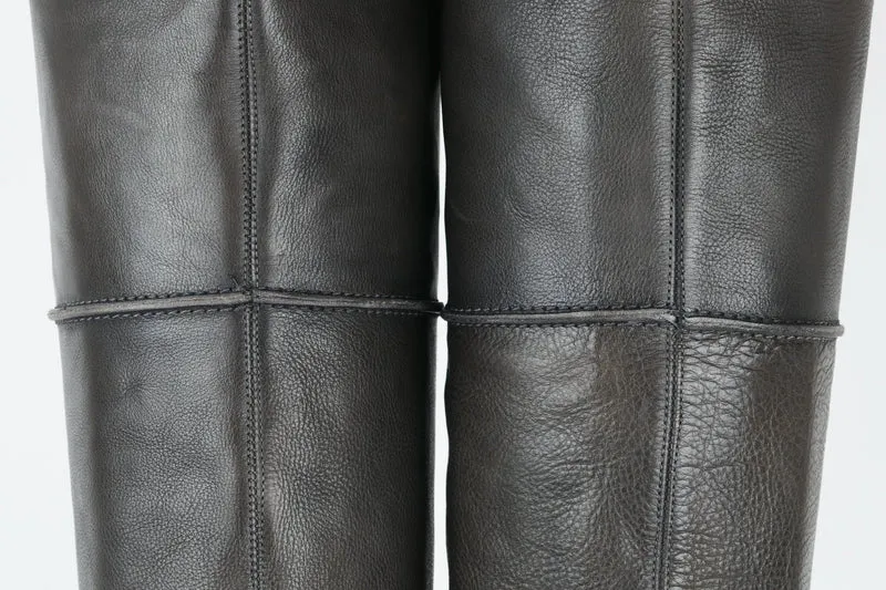 Overknees Leder grau