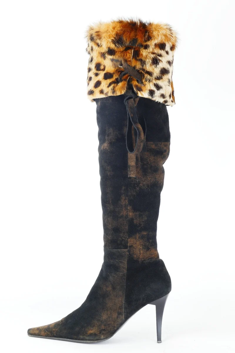 Vintage-Stiefel Wildleder dunkelbraun