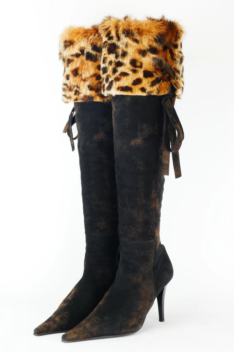 Vintage-Stiefel Wildleder dunkelbraun