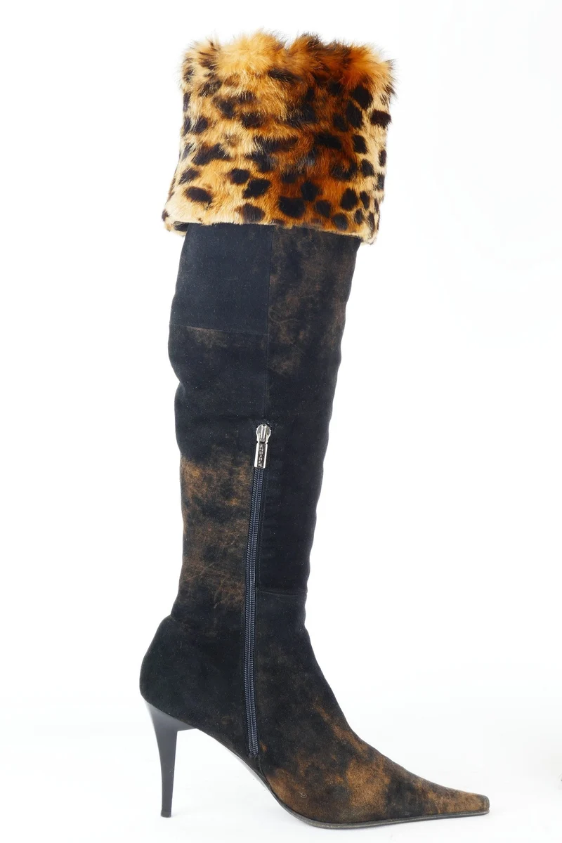 Vintage-Stiefel Wildleder dunkelbraun