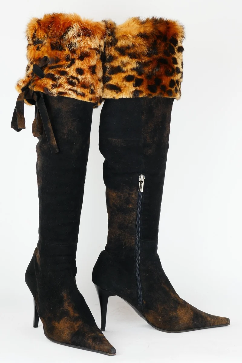 Vintage-Stiefel Wildleder dunkelbraun