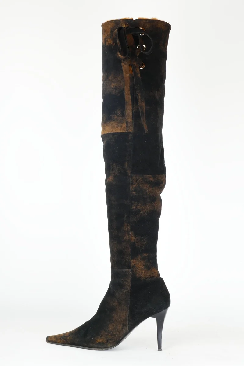 Vintage-Stiefel Wildleder dunkelbraun