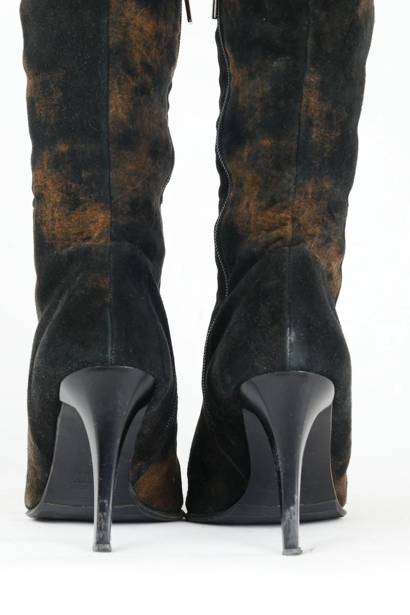 Vintage-Stiefel Wildleder dunkelbraun