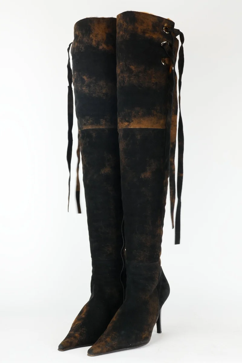 Vintage-Stiefel Wildleder dunkelbraun
