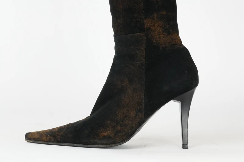 Vintage-Stiefel Wildleder dunkelbraun
