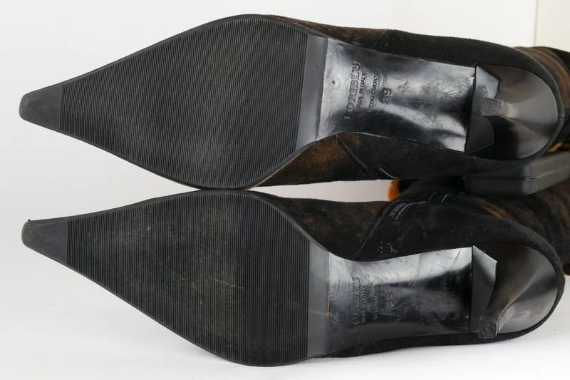 Vintage-Stiefel Wildleder dunkelbraun