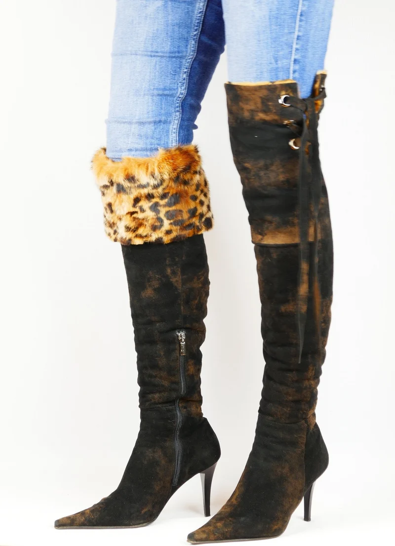 Vintage-Stiefel Wildleder dunkelbraun