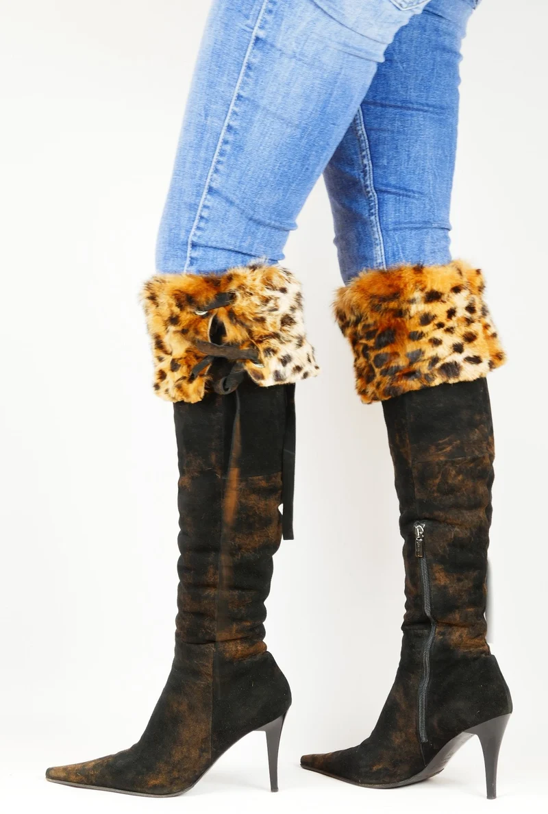 Vintage-Stiefel Wildleder dunkelbraun