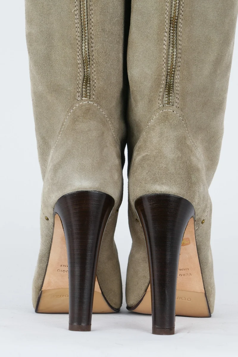 Stiefel Wildleder grau