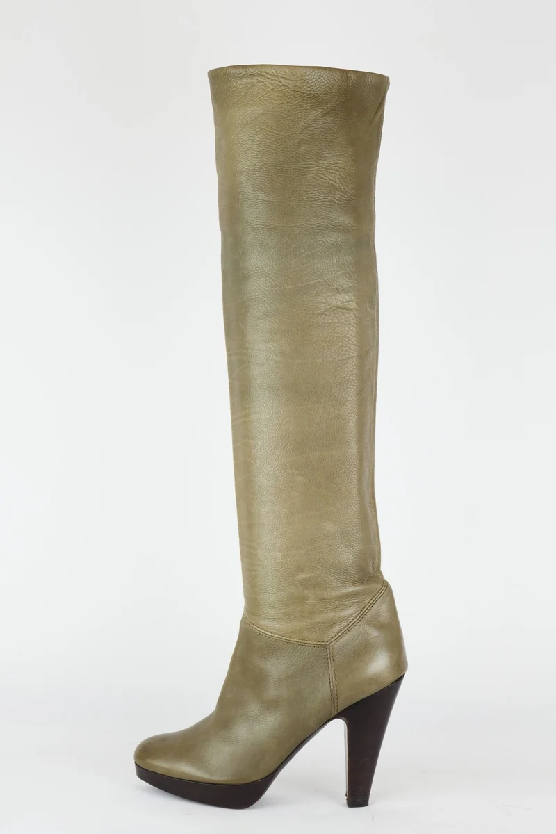 Hohe Stiefel Leder grau