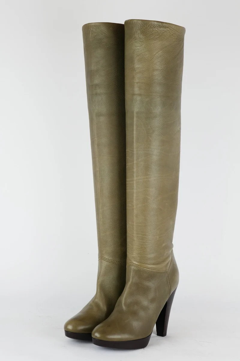 Hohe Stiefel Leder grau