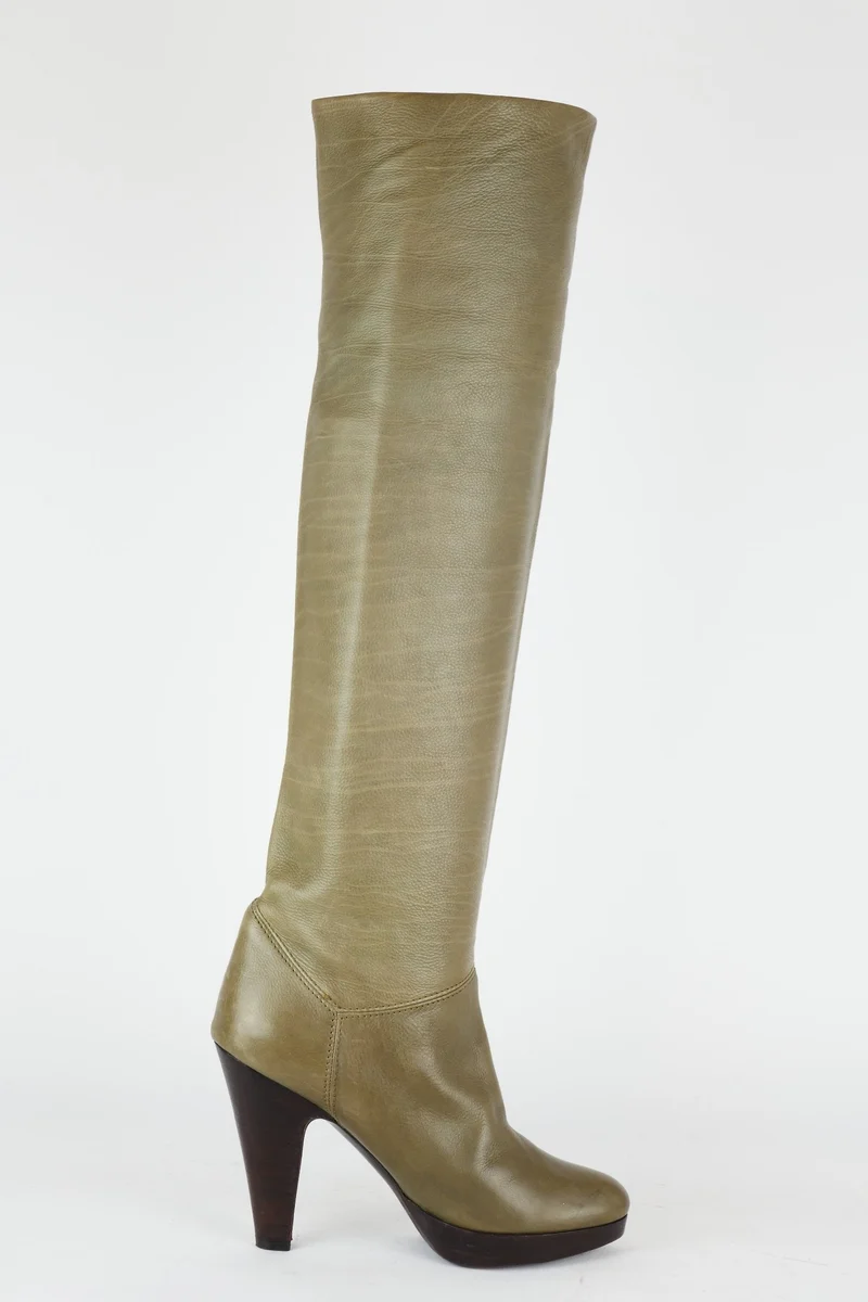 Hohe Stiefel Leder grau