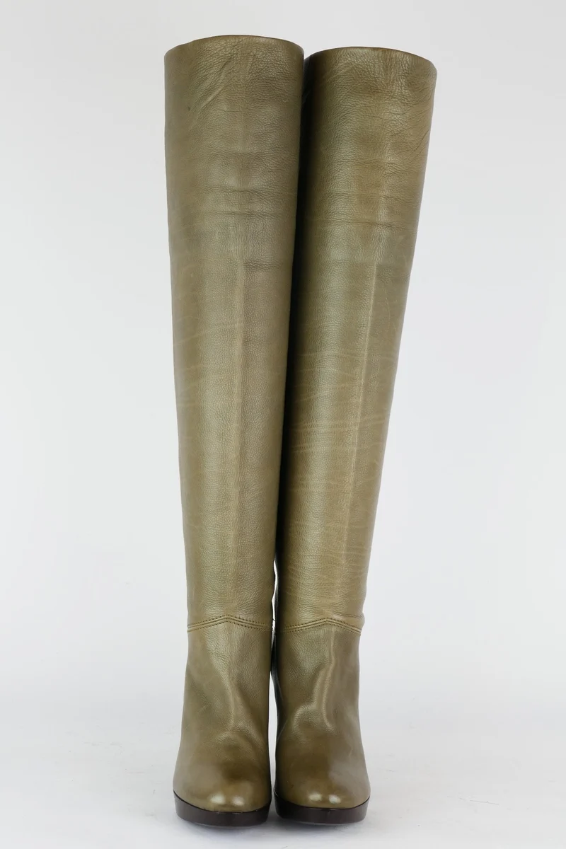 Hohe Stiefel Leder grau