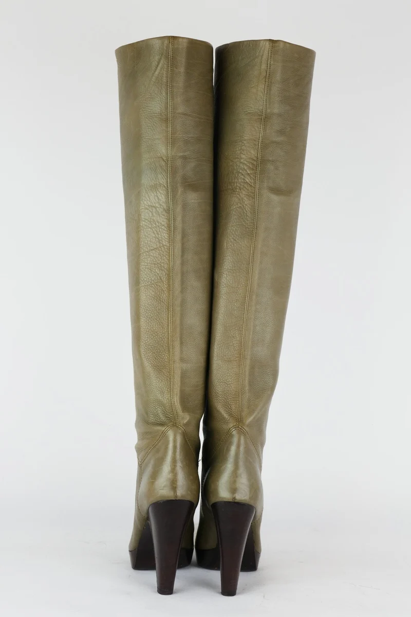Hohe Stiefel Leder grau