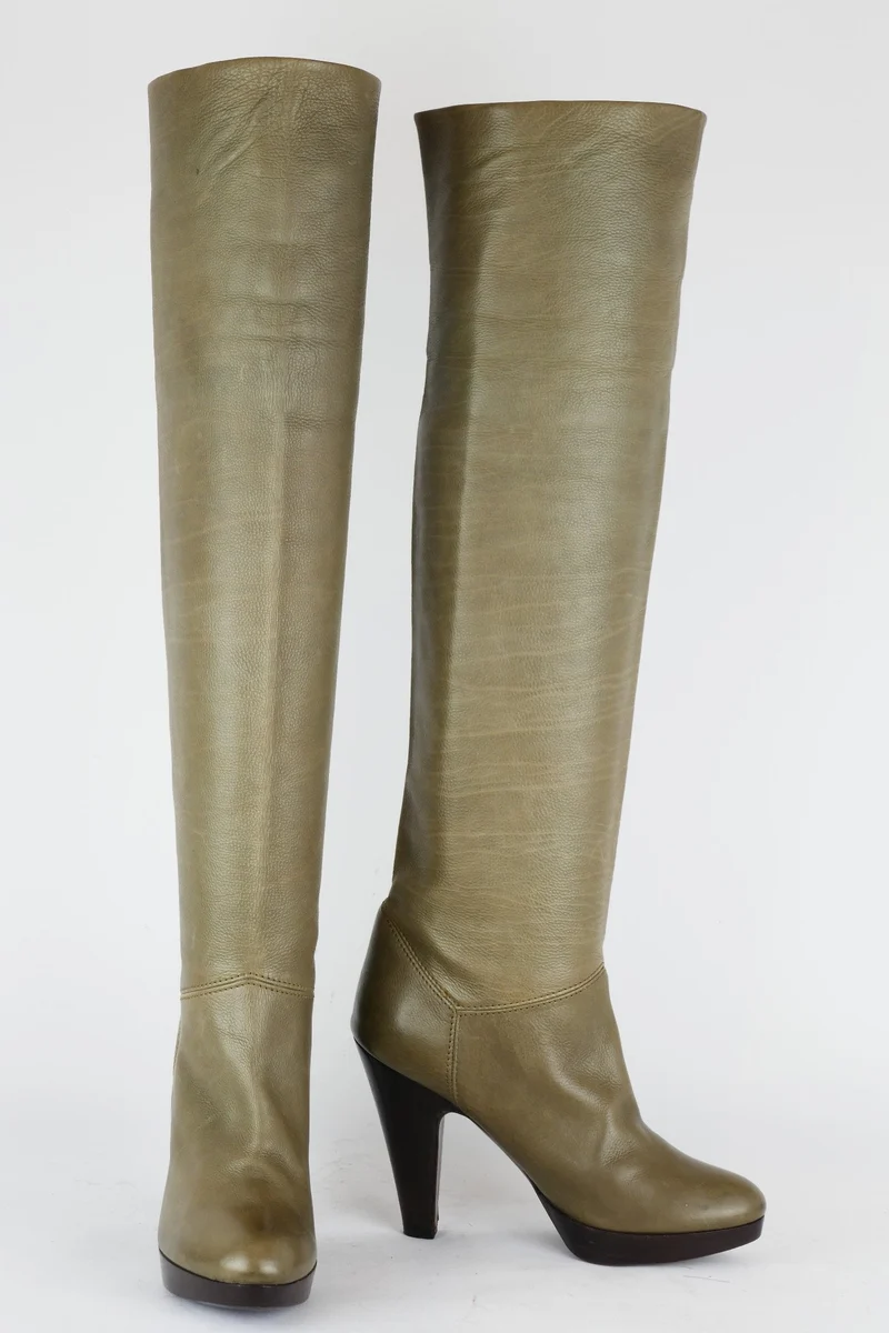 Hohe Stiefel Leder grau