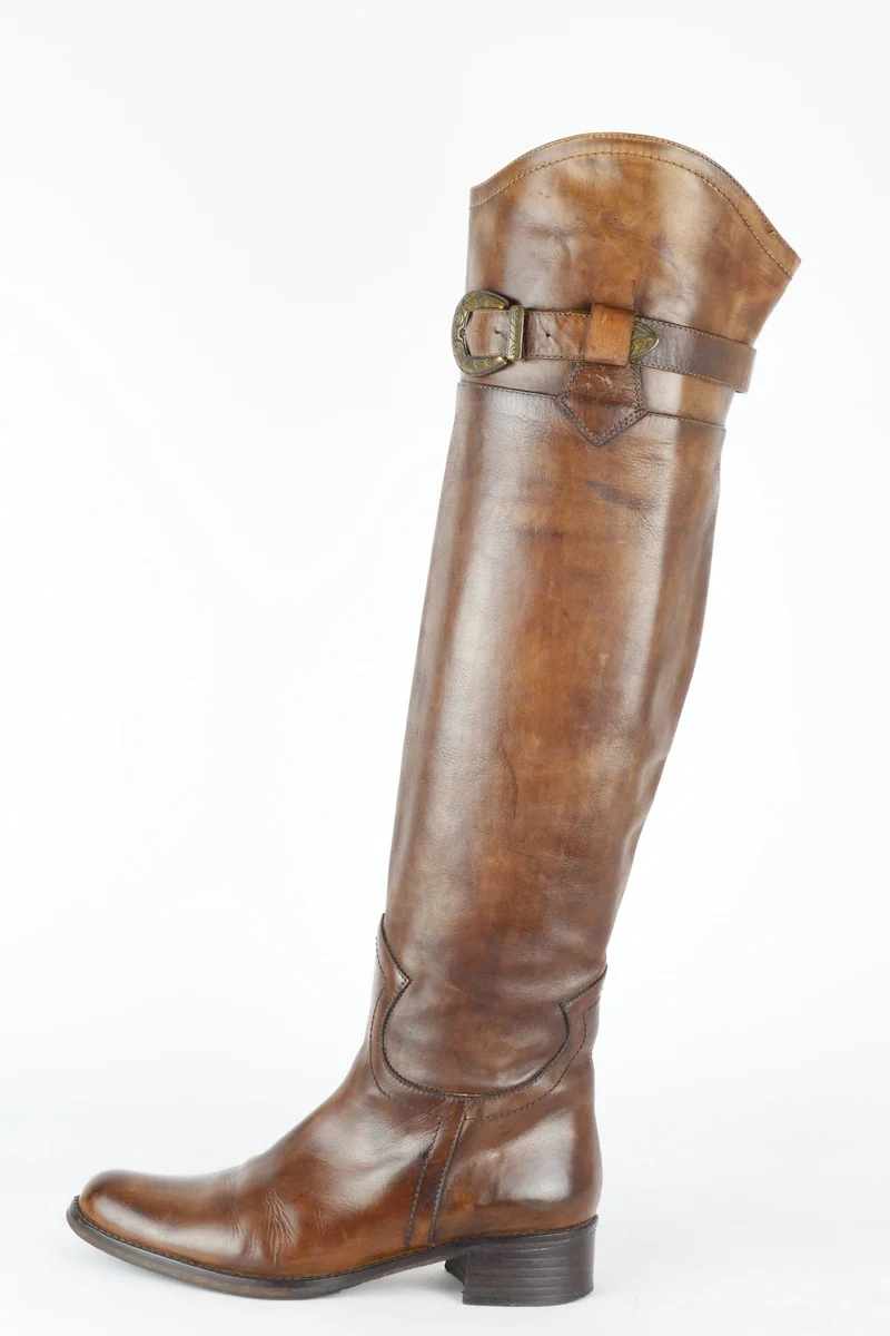 Hohe Stiefel Leder mittelbraun