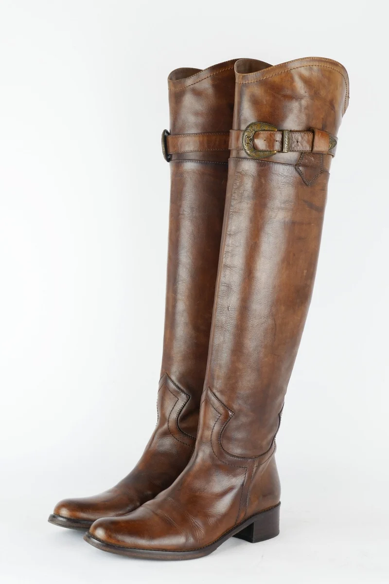 Hohe Stiefel Leder mittelbraun