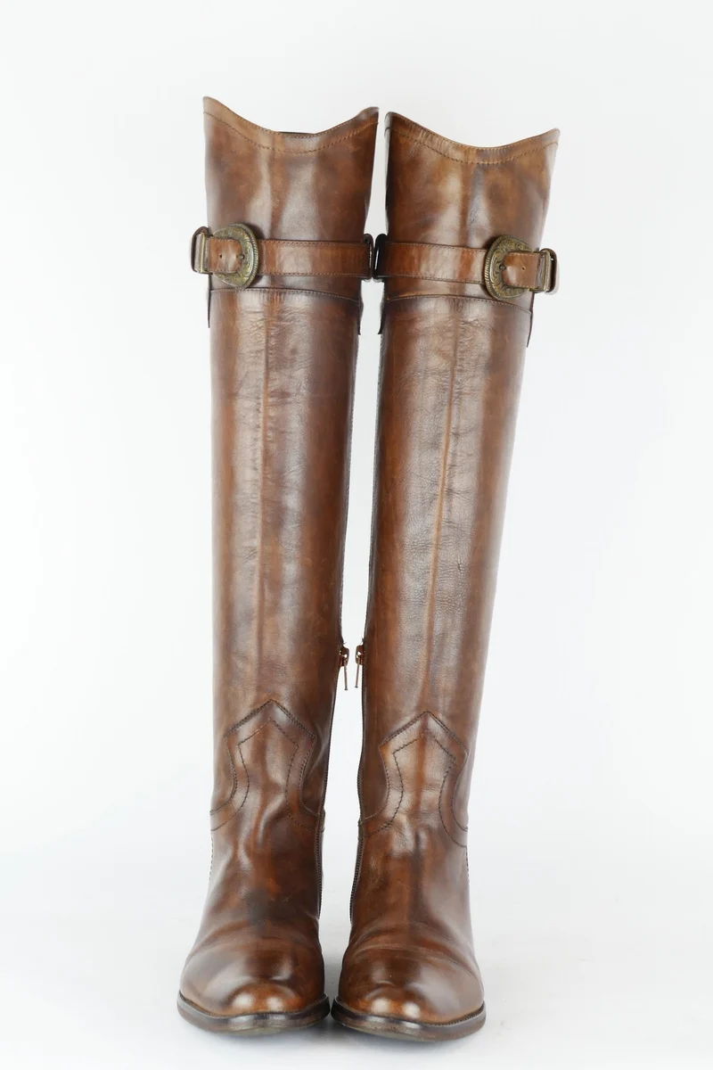Hohe Stiefel Leder mittelbraun
