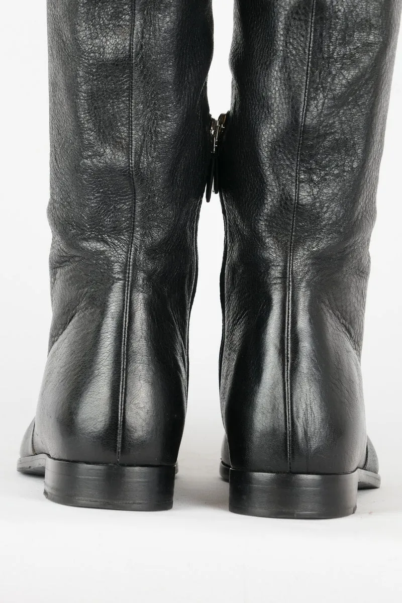 Hohe Stiefel Leder schwarz