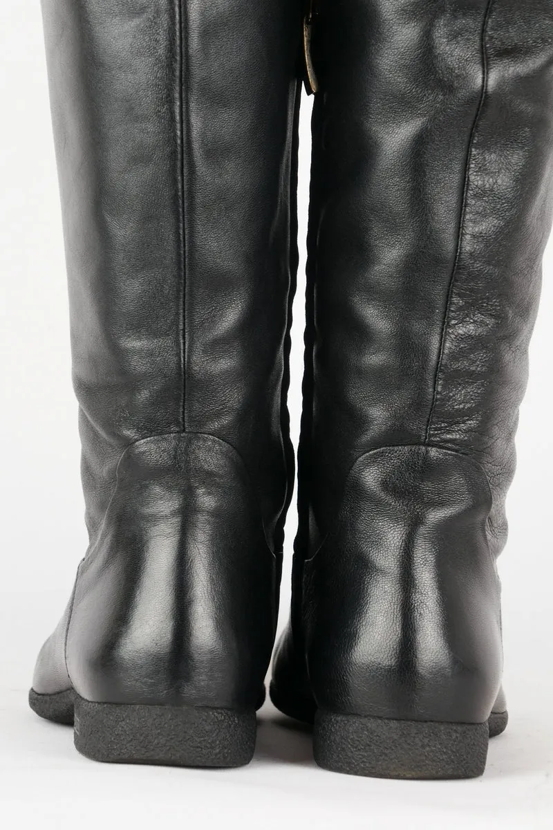 Hohe Stiefel Leder schwarz