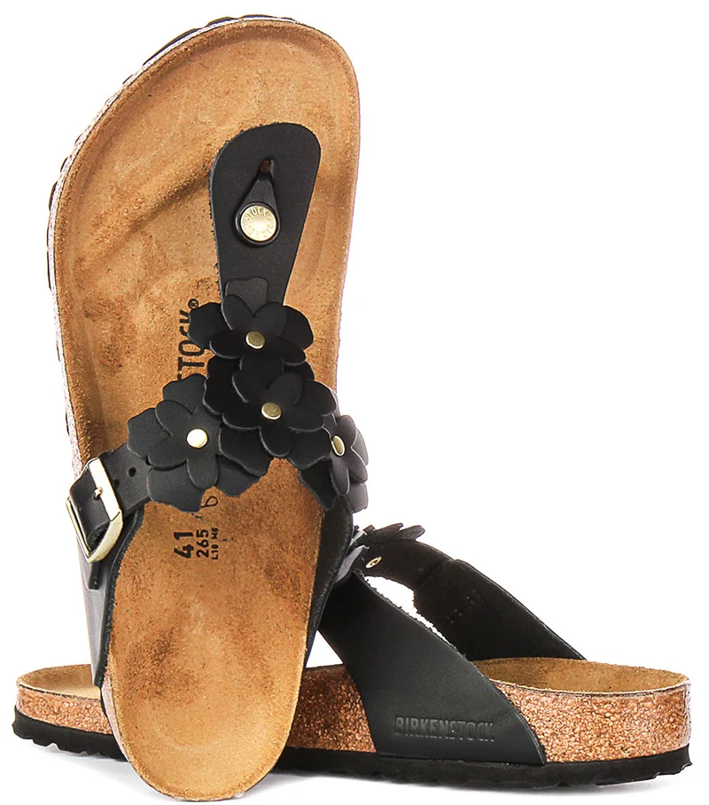 Birkenstock Gizeh Flower Em In Black | Regular Fit