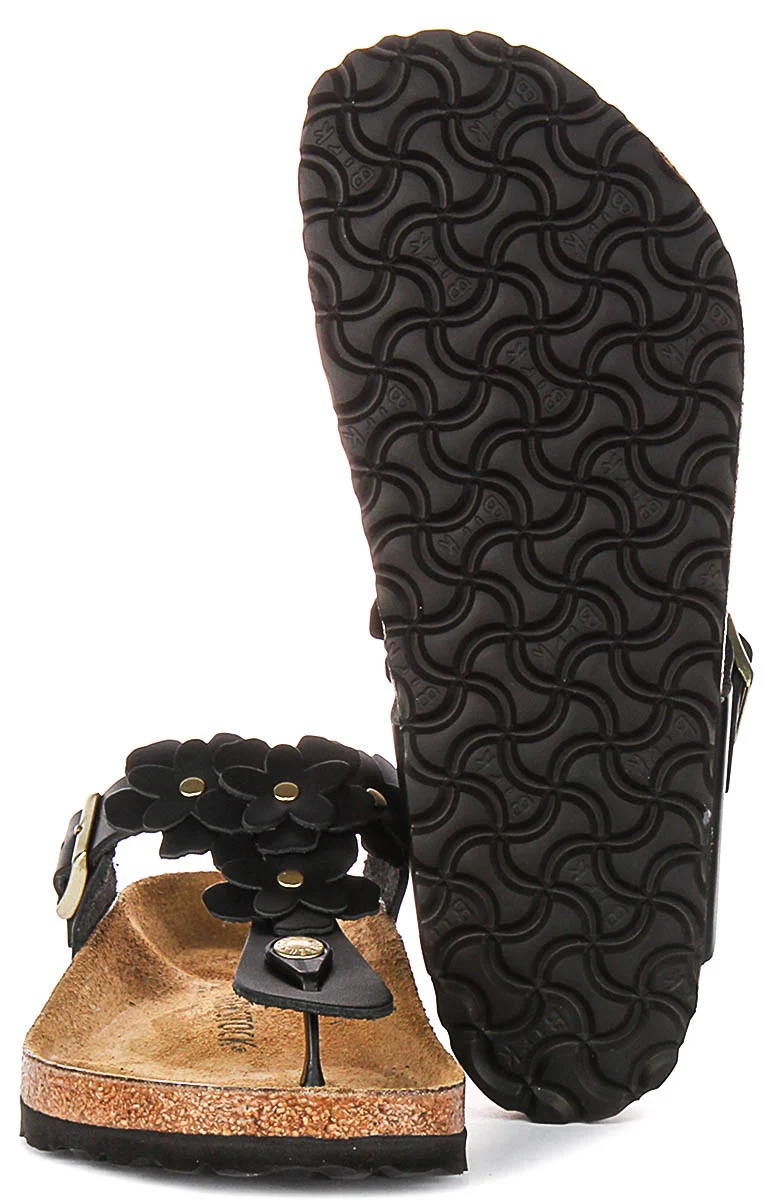 Birkenstock Gizeh Flower Em In Black | Regular Fit