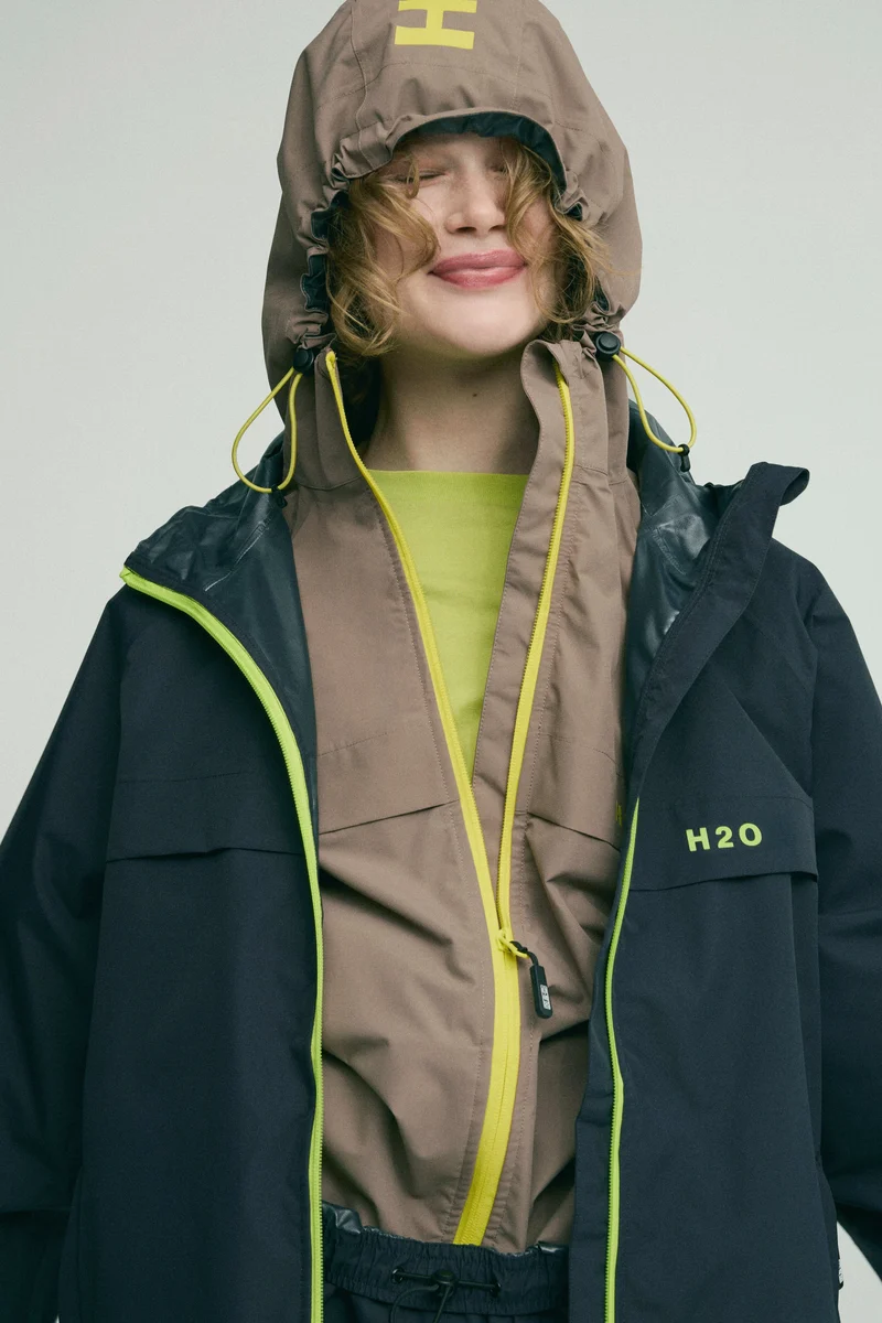 H2O - H2Rømø Festival Lw Rain Jacket Packable 100980-2 - 7021 - Navy/Lime