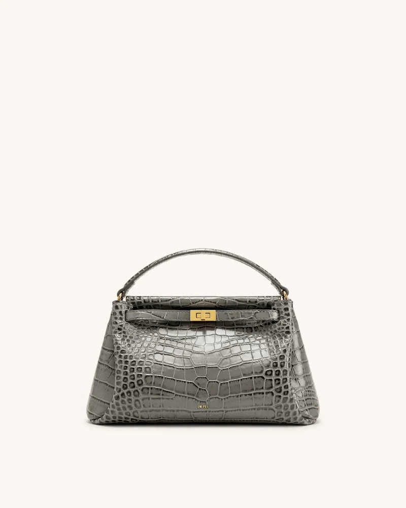 Carmen Henkeltasche - Graue Kroko-Optik