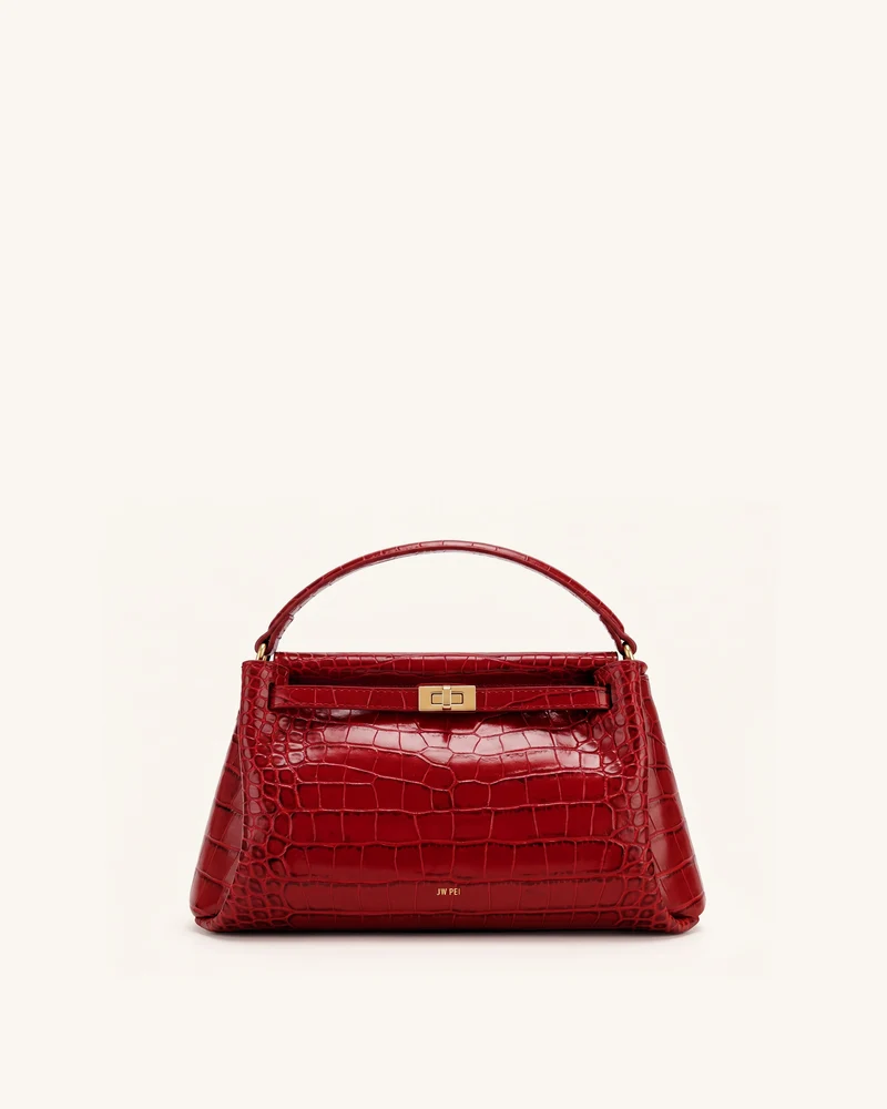 Carmen Henkeltasche - Dunkelburgunder-Kroko-Optik