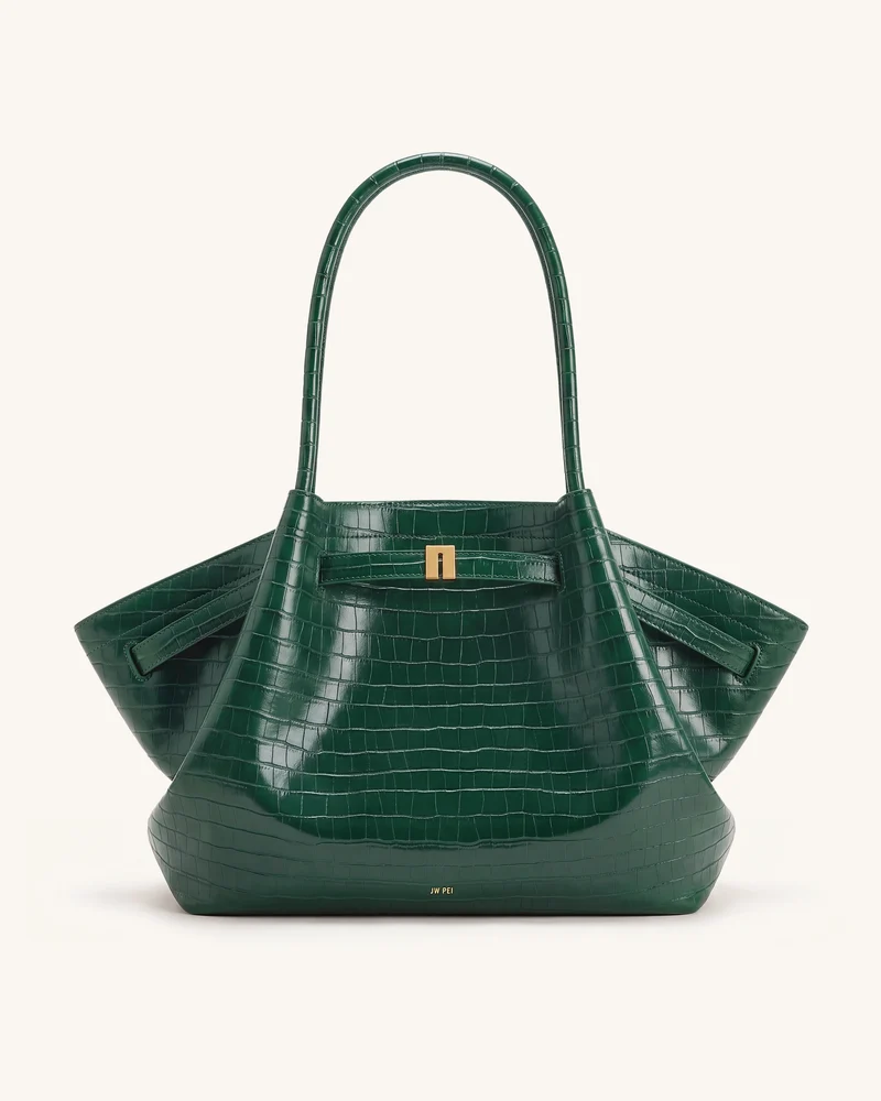 Hana Große Tote Bag - Grüne Kroko-Optik