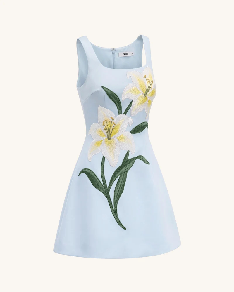 Lily Ärmelloses A-Linien-Minikleid mit Blumenprint - Hellblau