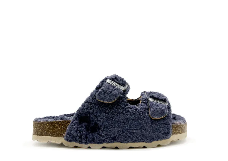 thies 1856 ® Kids Organic Teddy Sandal blue grey