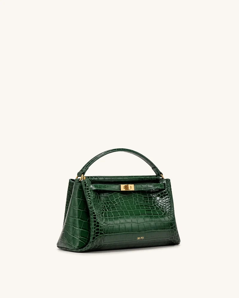 Carmen Henkeltasche - Tannengrün-Krokoprägung